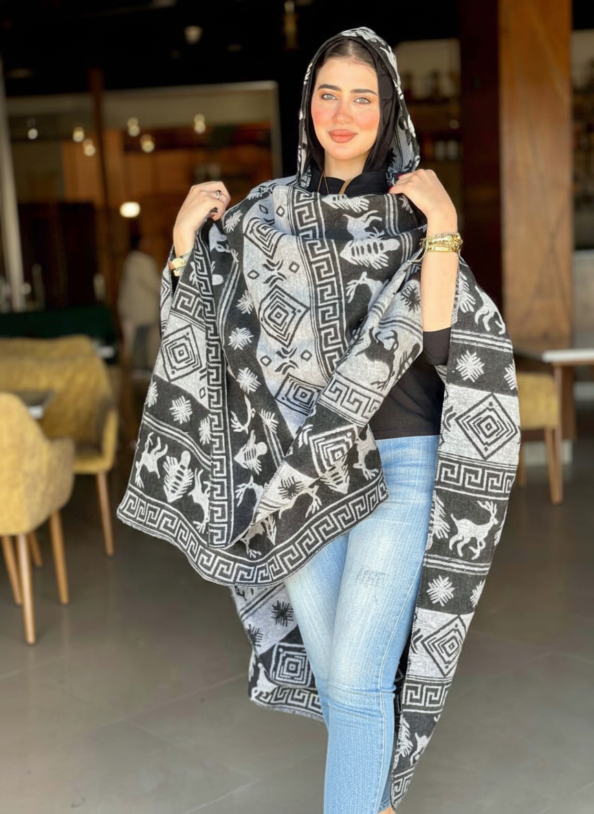 (شال جوخ (رمادي * اسود