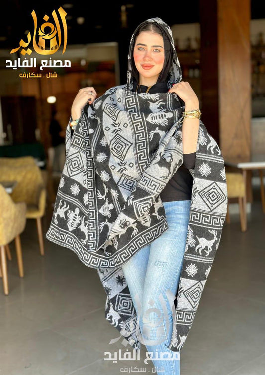 شال نسائي منقوش