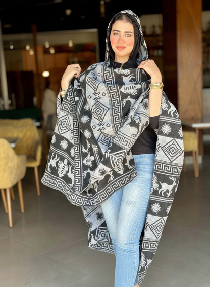 (شال جوخ (رمادي * اسود