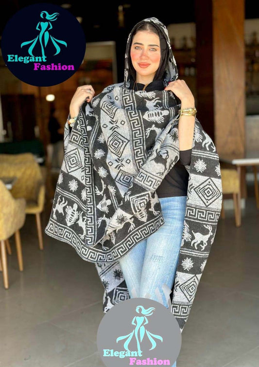 شال بزنط اسود في رصاصي