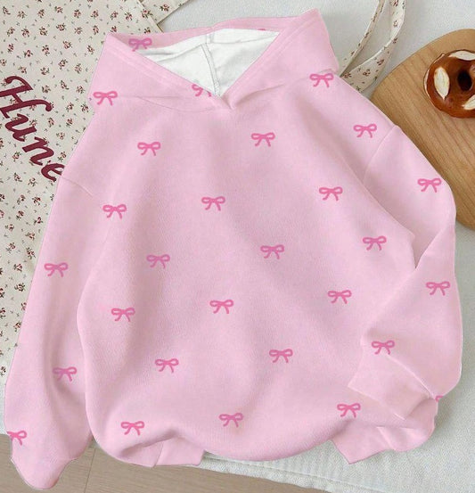 White Hoodie With Pink Bows