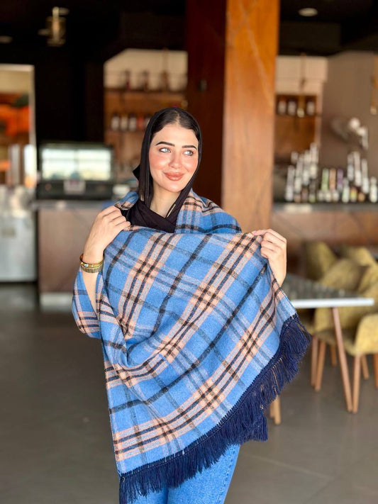 شال ازرق منقوش